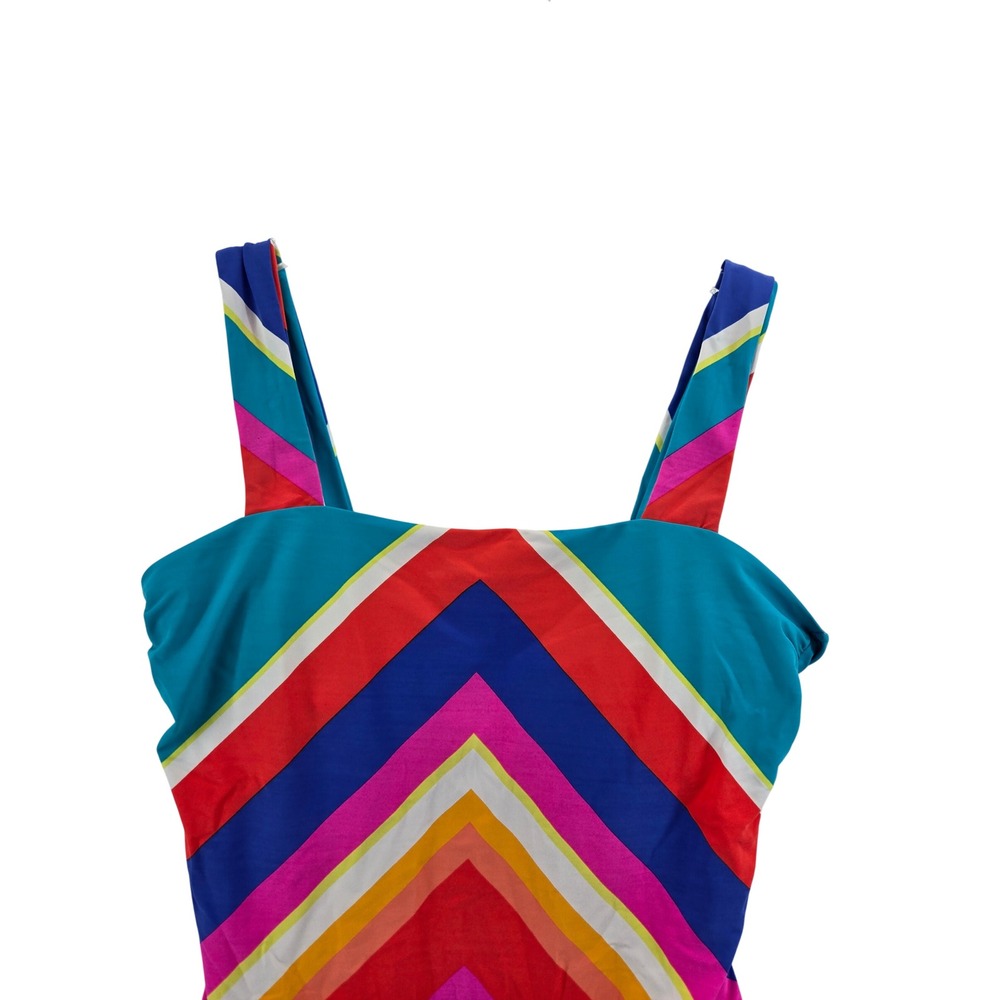 Trina Turk Sunset Chevron One Piece Swimsuit Multi Color Striped Womens 12 - Picture 4 of 11
